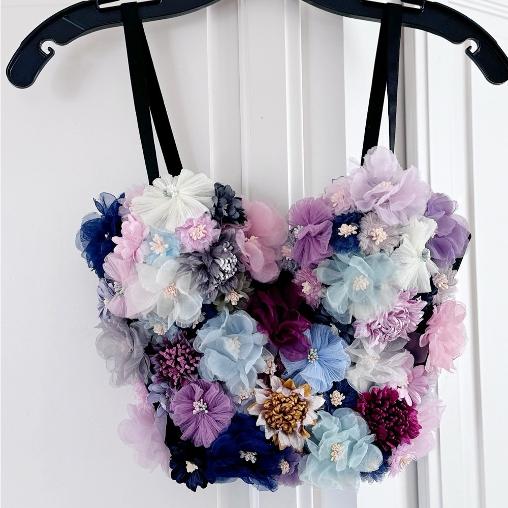 Handmade Colorful 3D Petal Bustier Crop Top